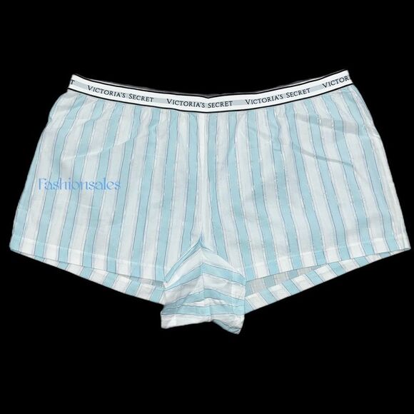 Victoria’s Secret Sleepwear Cotton Viscose pj shorts pajama striped Blue XXl - Picture 1 of 4